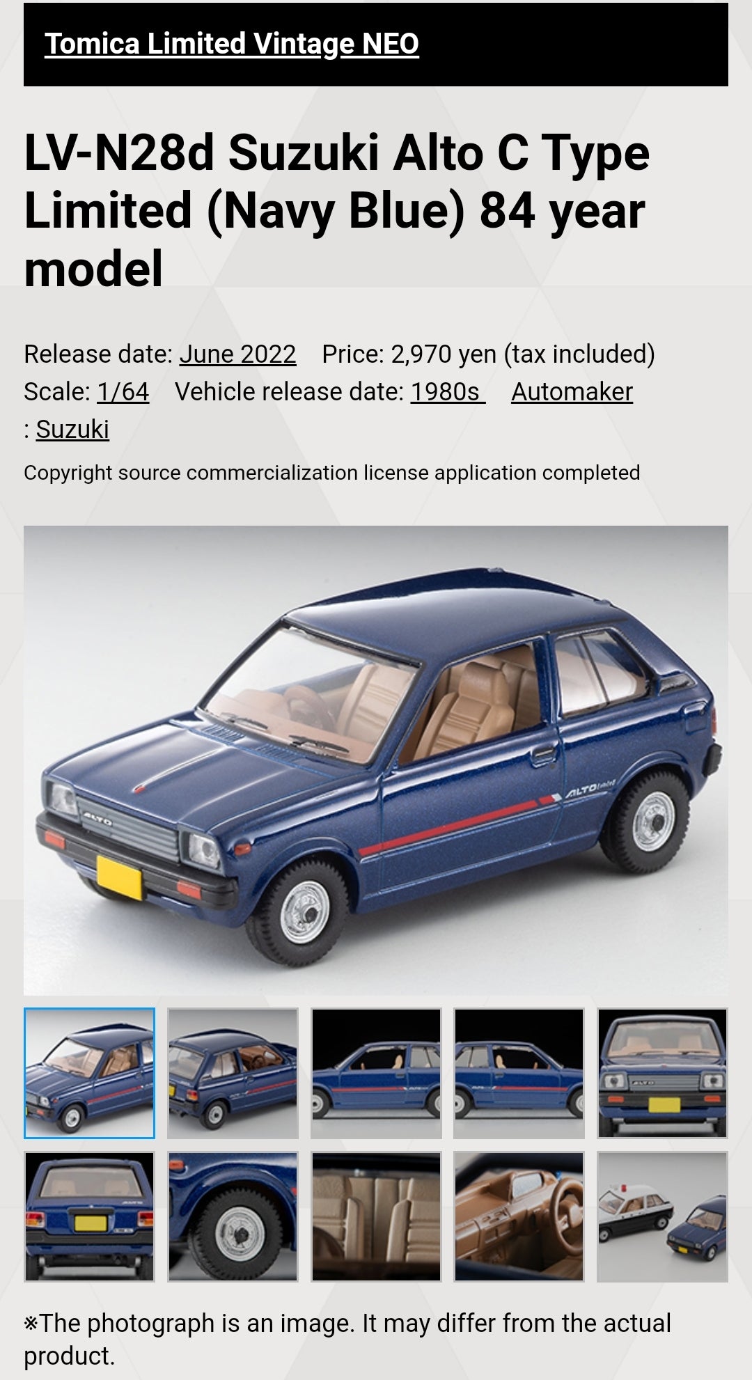 LV-N28d Suzuki Alto C Type Limited (Navy Blue) 84 year model Takara Tomy