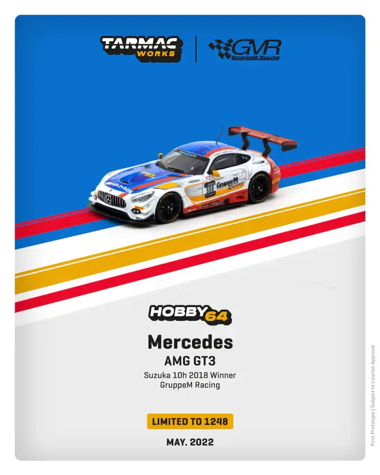 Tarmac Works Mercedes AMG GT3 Suzuka 10hours 2018 Winner Gruppe M Racing *** Limited to 1248pcs ***