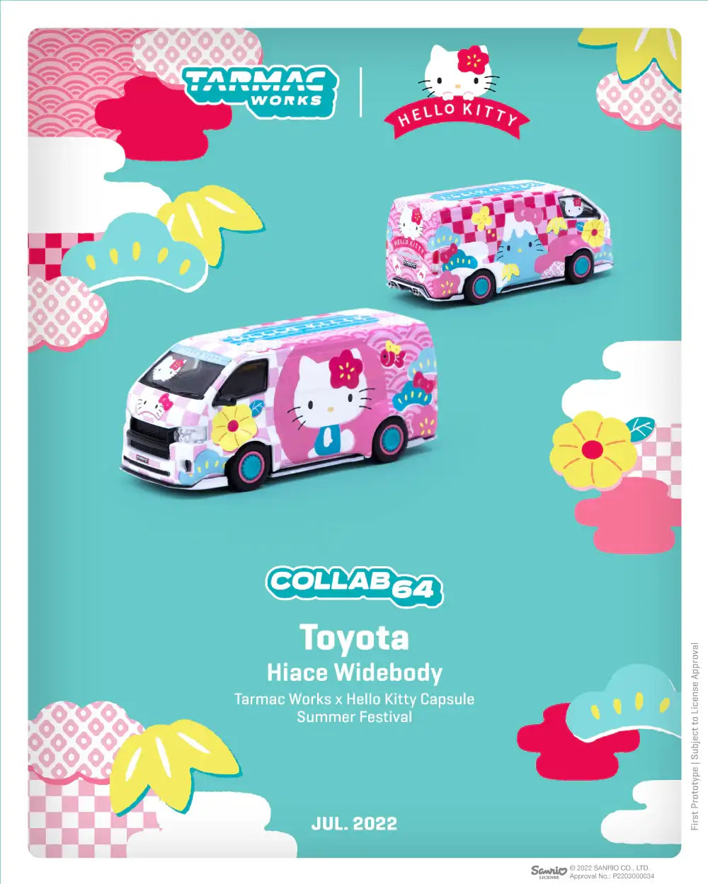 Tarmac Works 1:64 Toyota Hiace WidebodyHello Kitty CapsuleSummer festival