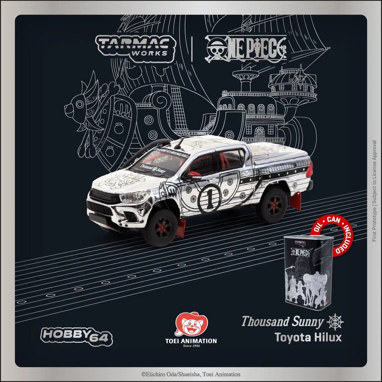 Tarmac Works x One Piece Toyota Hilux Thousand Sunny with Oil Can