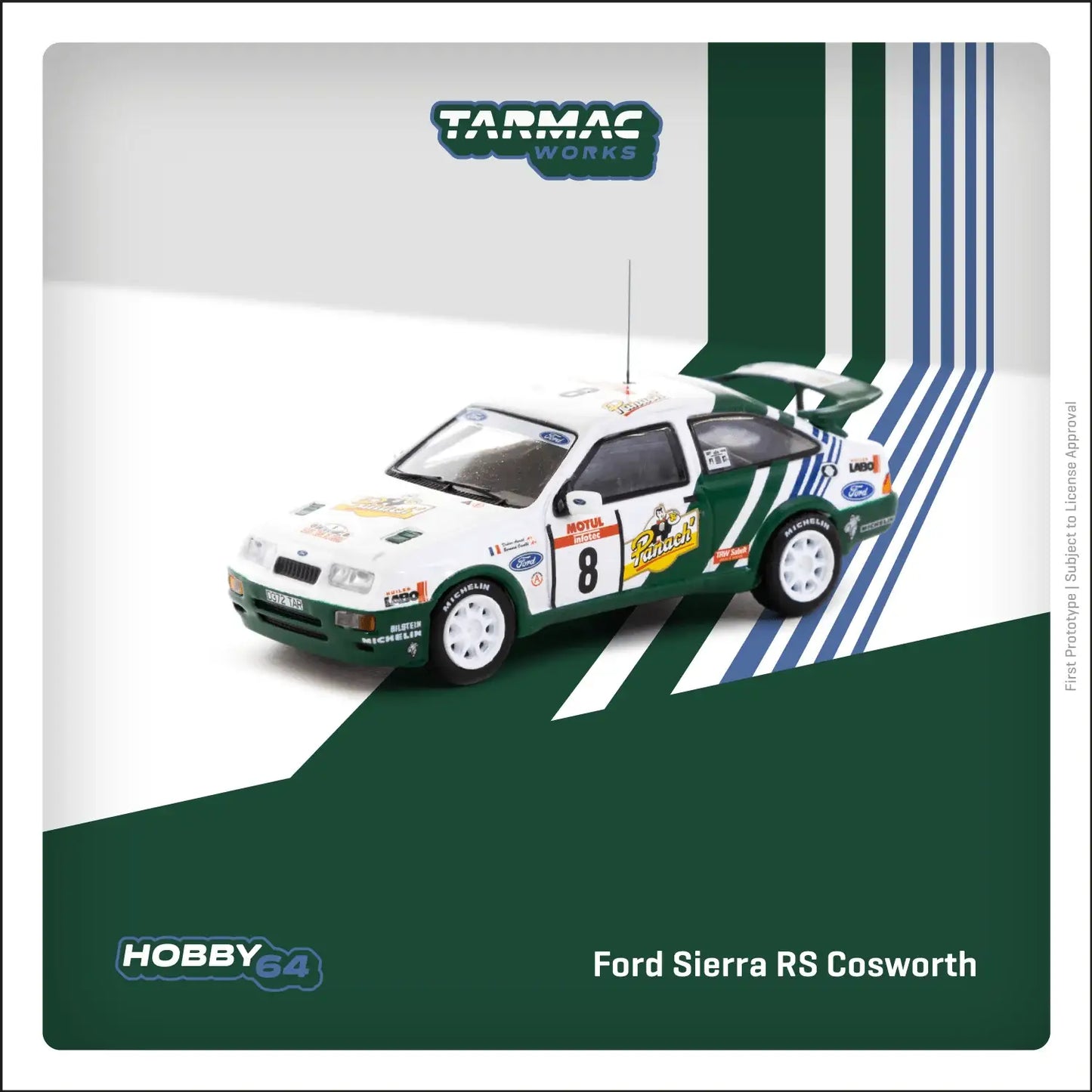 Tarmac Works 1/64 Ford Sierra RS Cosworth Tour de Corse - Rallye de France 1988 Winner Auriol Didier / Occelli Bernard