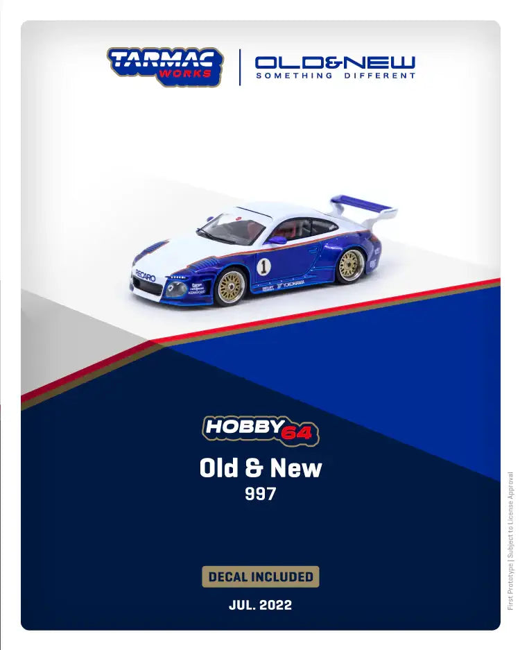 Tarmac Works Old & New Porsche 997 Blue / White Decal included