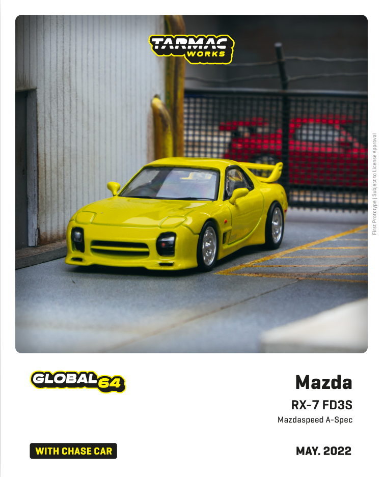 Tarmac Works Mazda RX 7 FD3S Mazdaspeed A Spec Competition Yellow Mi