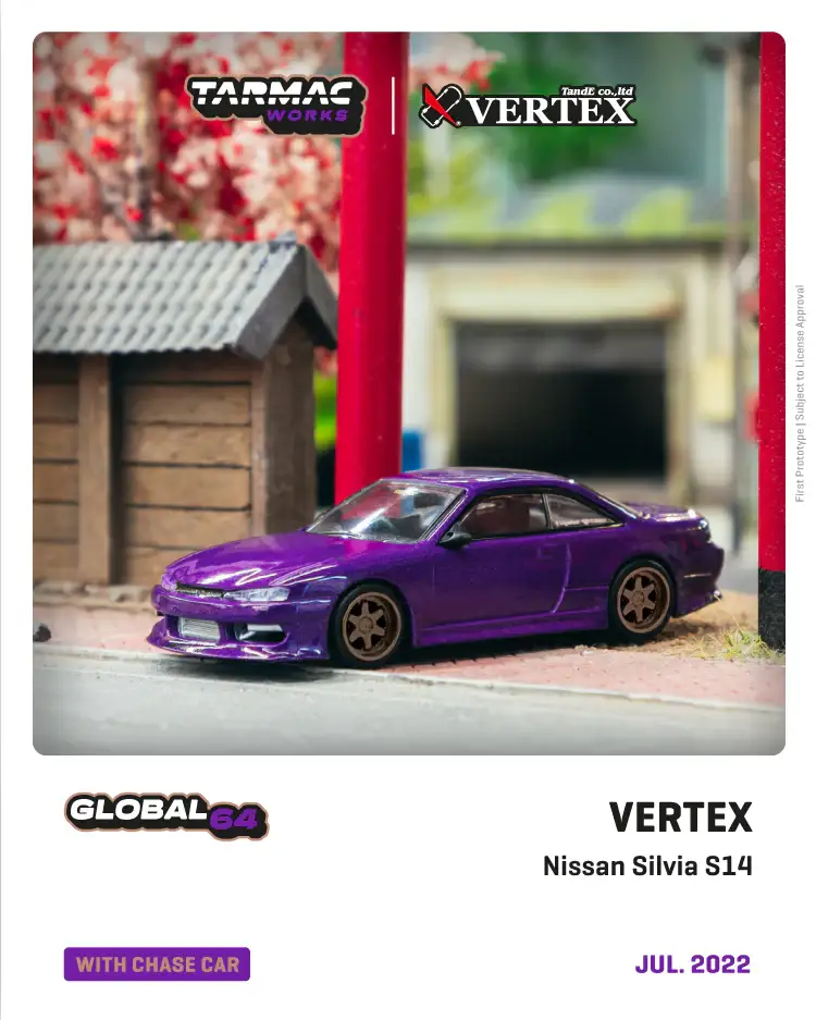 Tarmac Works x VERTEX Nissan Silvia S14 Purple Metallic
