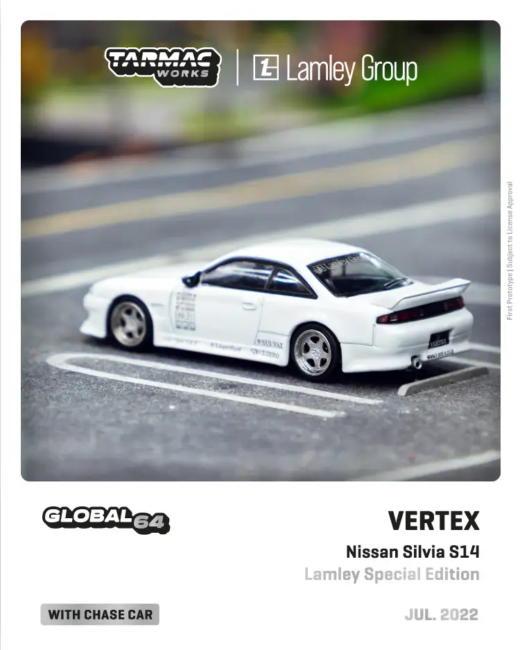 Tarmac Works x VERTEX Nissan Silvia S14 Purple White Lamley Special