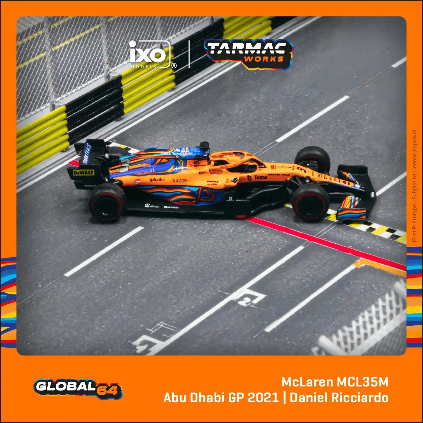 Tarmac Works 1:64 Scale McLaren MCL35M Abu Dhabi Grand Prix 2021 Decal included Daniel Ricciardo