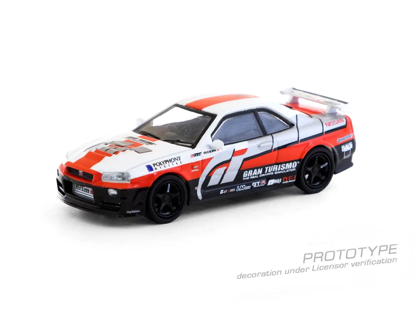 Tarmac Works x Schuco 1:64 Scale Nissan Skyline GT-R (R34) White/Red/Black