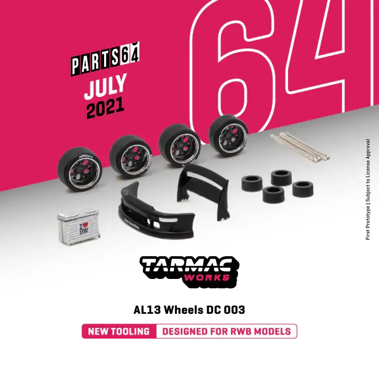 Tarmac Works AL13 Wheels DC 003 - Designed for RWB Models Chrome / Gun metal 1:64 SCALE