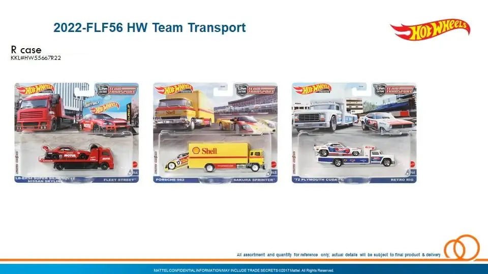 Hot Wheels Team Transporter R case complete set 3