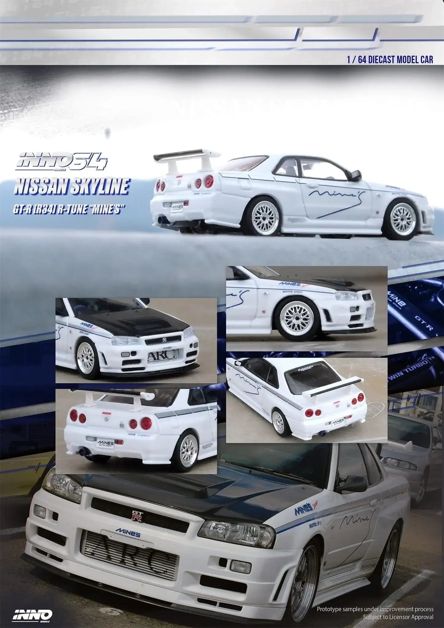 INNO64 1/64 NISSAN SKYLINE GT-R (R34) NISMO R-TUNE Mine's