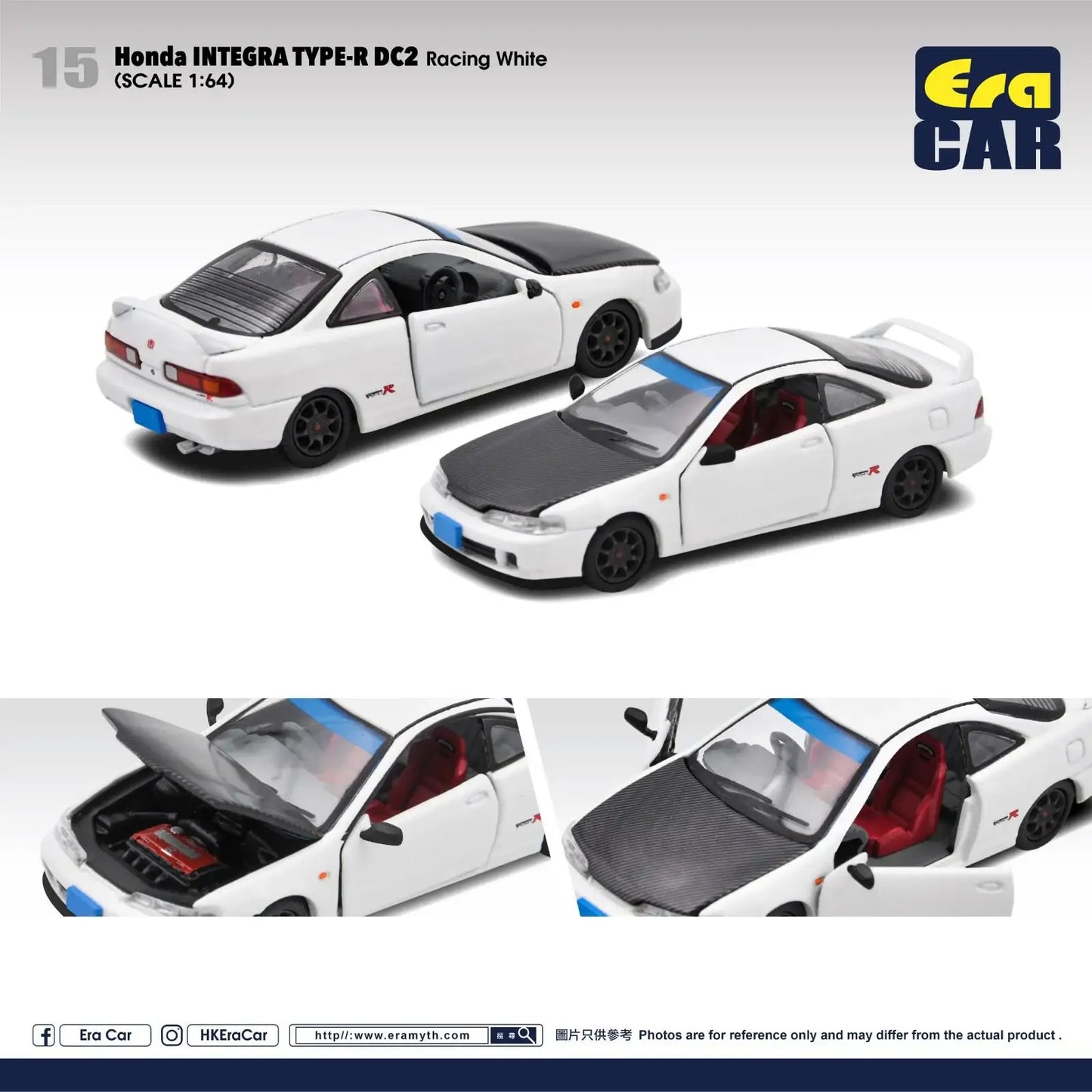 Era Car ERA Car #15 Honda Integra Type-R DC2 (Racing White) Scale 1:64