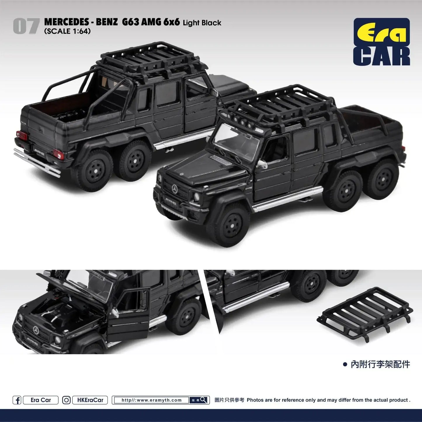 Era Car Era Car #07 Mercedes-Benz G63 AMG6X6 Light Black Scale 1:64