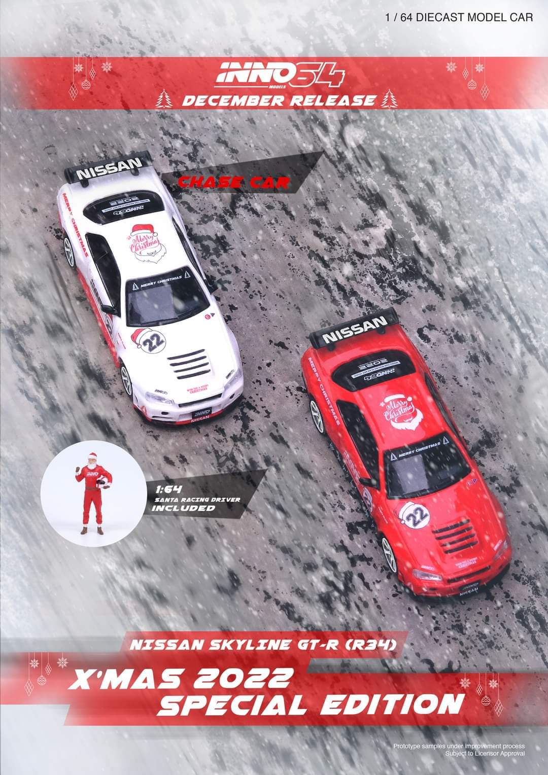 INNO64 1/64 NISSAN BLIND BOX SKYLINE GT-R (R34) X'mas 2022 Special Edition
