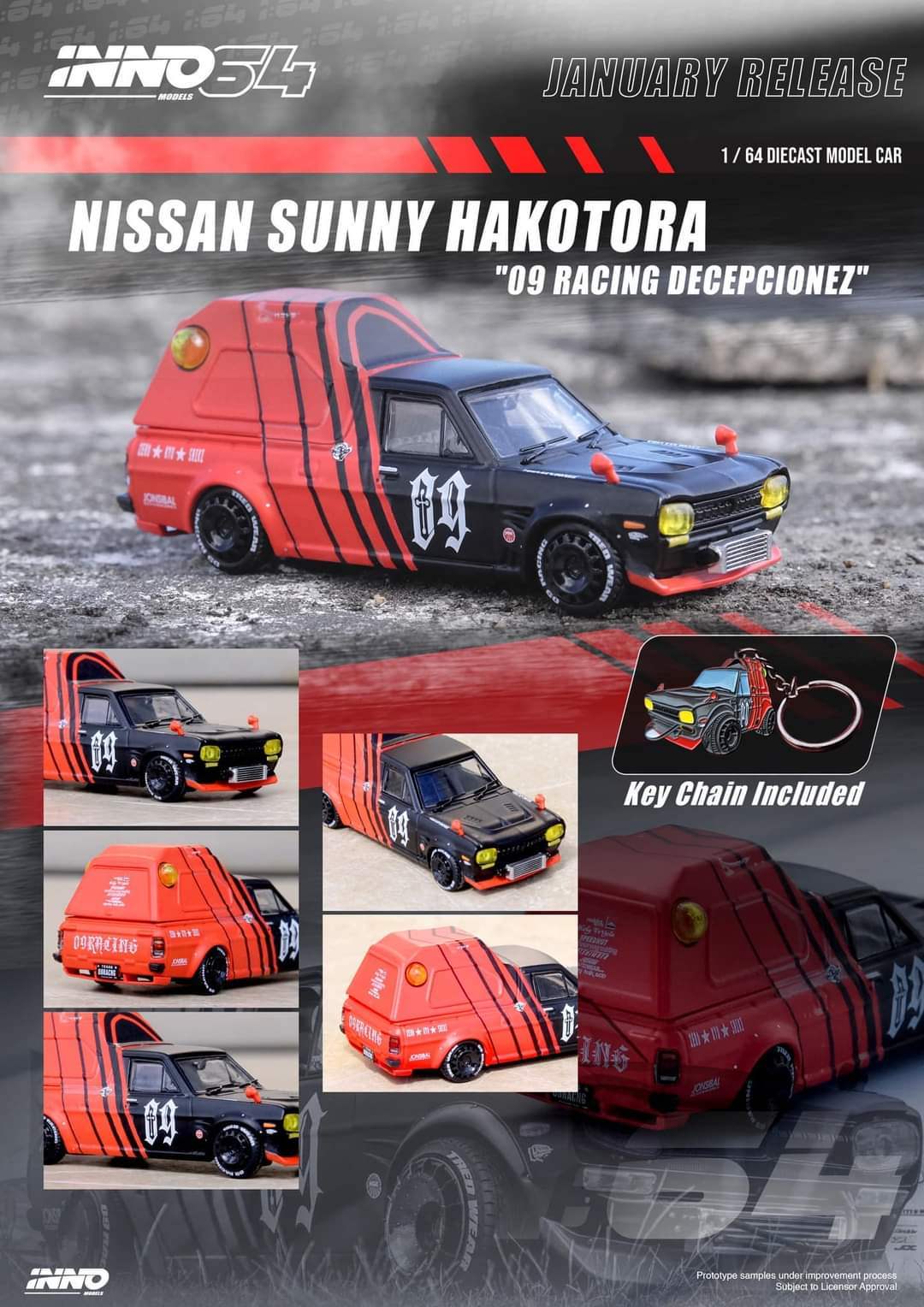 Inno64 DATSUN HAKOTORA "09 RACING" DECEPCIONEZ" Advan