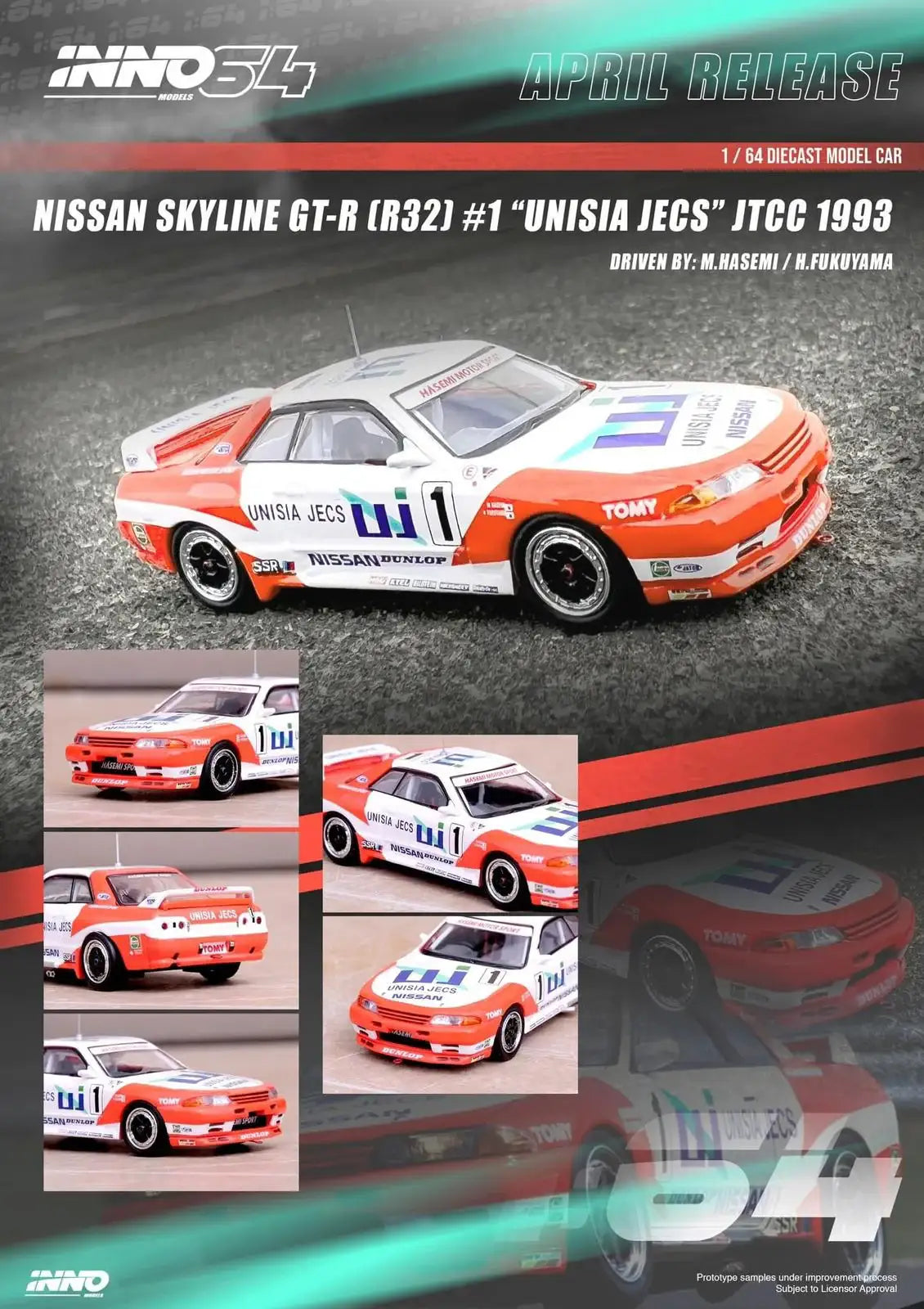 Inno64 Inno64 Nissan Skyline GT-R R32 (92 spec) "UNISIA JECS" JTCC 1993 #1