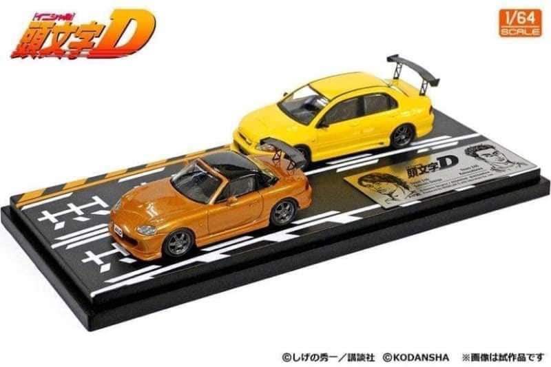 Modeler's 1:64 Scale Initial D Mazda MX-5 Roadster NB8C vs Mitsubishi Lancer Evolution VII GSR(CT9A) Diorama Set