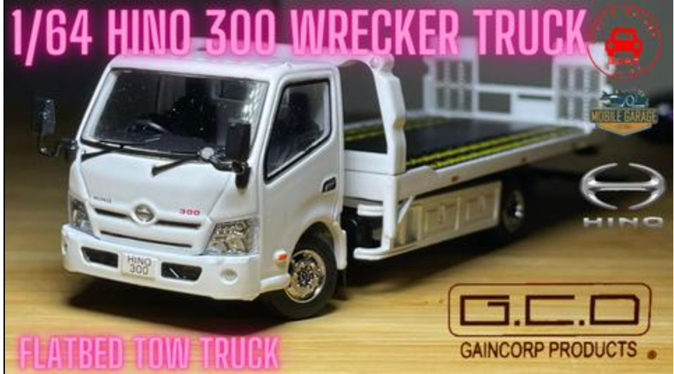 Chan's Garage-Mobile Garage HK-ChanCalvin-1/64-1:64 diecast-Flatbed Tow Truck-hino-Wrecker Truck-拖車-花見台
