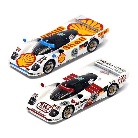 SPARKY X Tiny 1/64 Porsche 962 LM SHELL COMBO - Winner 24h Le Mans 1994 #36 & #35
