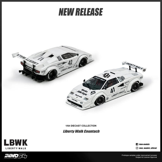 INNO64 IN64-LBCOUNTACH-01 Liberty Walk Countach White #41-Inno64-1:64-Mobile Garage HK