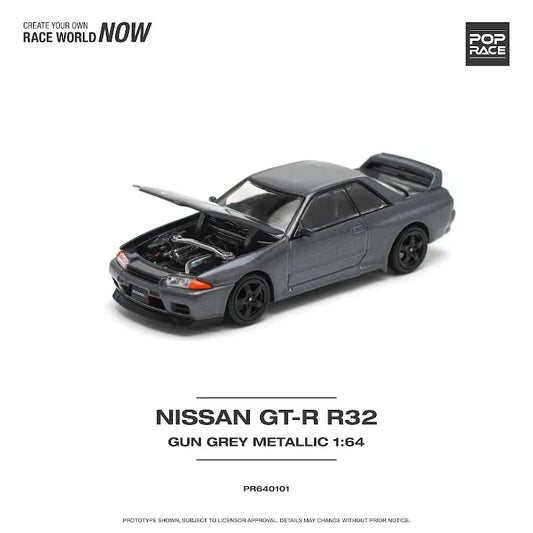 Pop Race 1/64 Nissan Skyline GT-R R32 GUN GREY