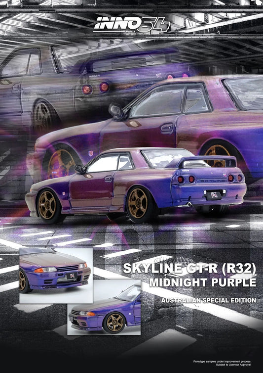 Inno64 1:64 Scale Nissan Skyline GT-R (R32) Midnight Purple Australia Special Edition