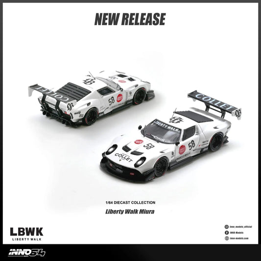 INNO64 IN64-LBMIURA-01 LB-Silhouette Works Miura GT White #58 Collet-Inno64-1:64-Mobile Garage HK