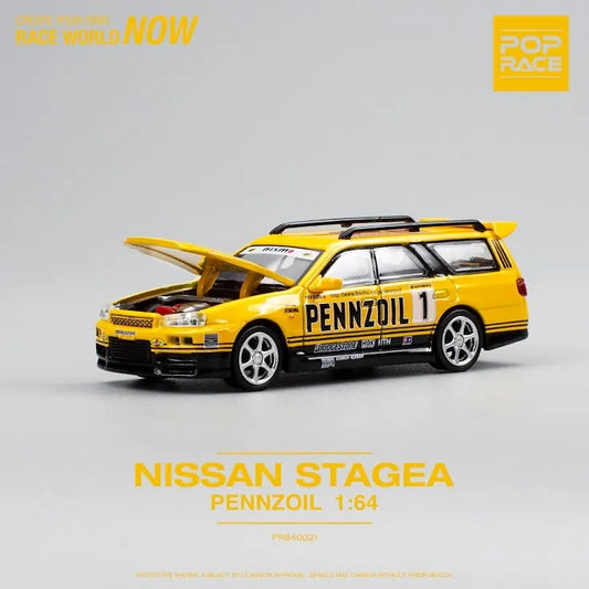 Pop Race 1:64 scale Nissan GT-R R34 STAGEA PENNZOIL