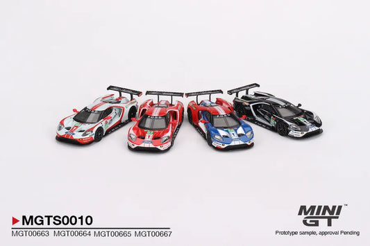 Mini GT MGTS010 Ford GT LMGTE PRO 2019 24 Hrs of Le Mans Ford Chip Ganassi Team 4 Cars Set Limited Edition 3000