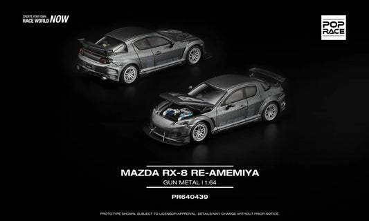 PopRace 1:64 Scale Mazda RX-8 RE-Amemiya Gun Metal