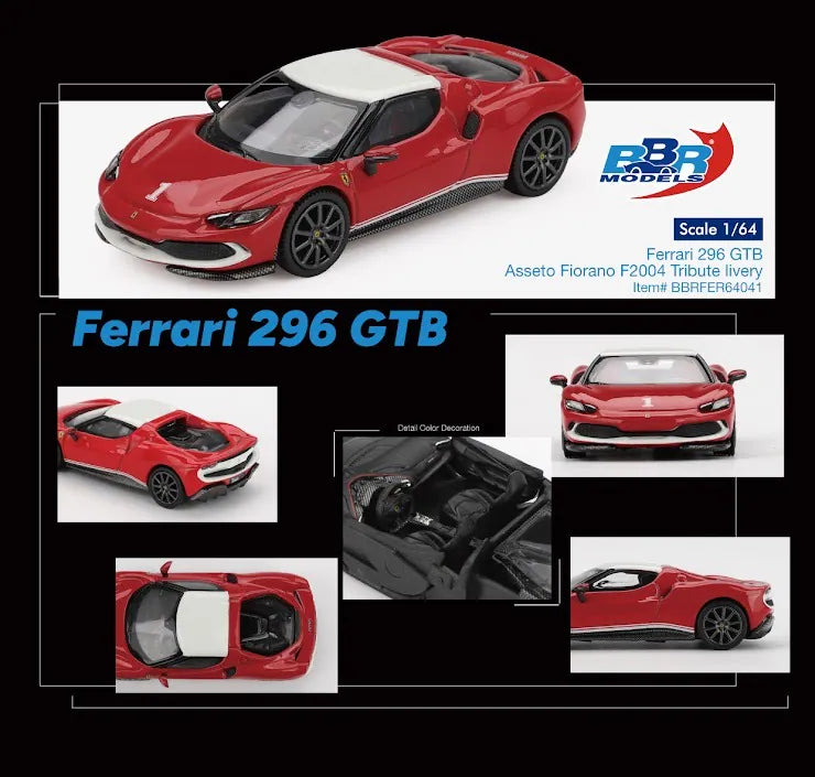 BBR 1:64 Ferrari 296 GTB Asseto Fiorano F2004 Tribute Livery