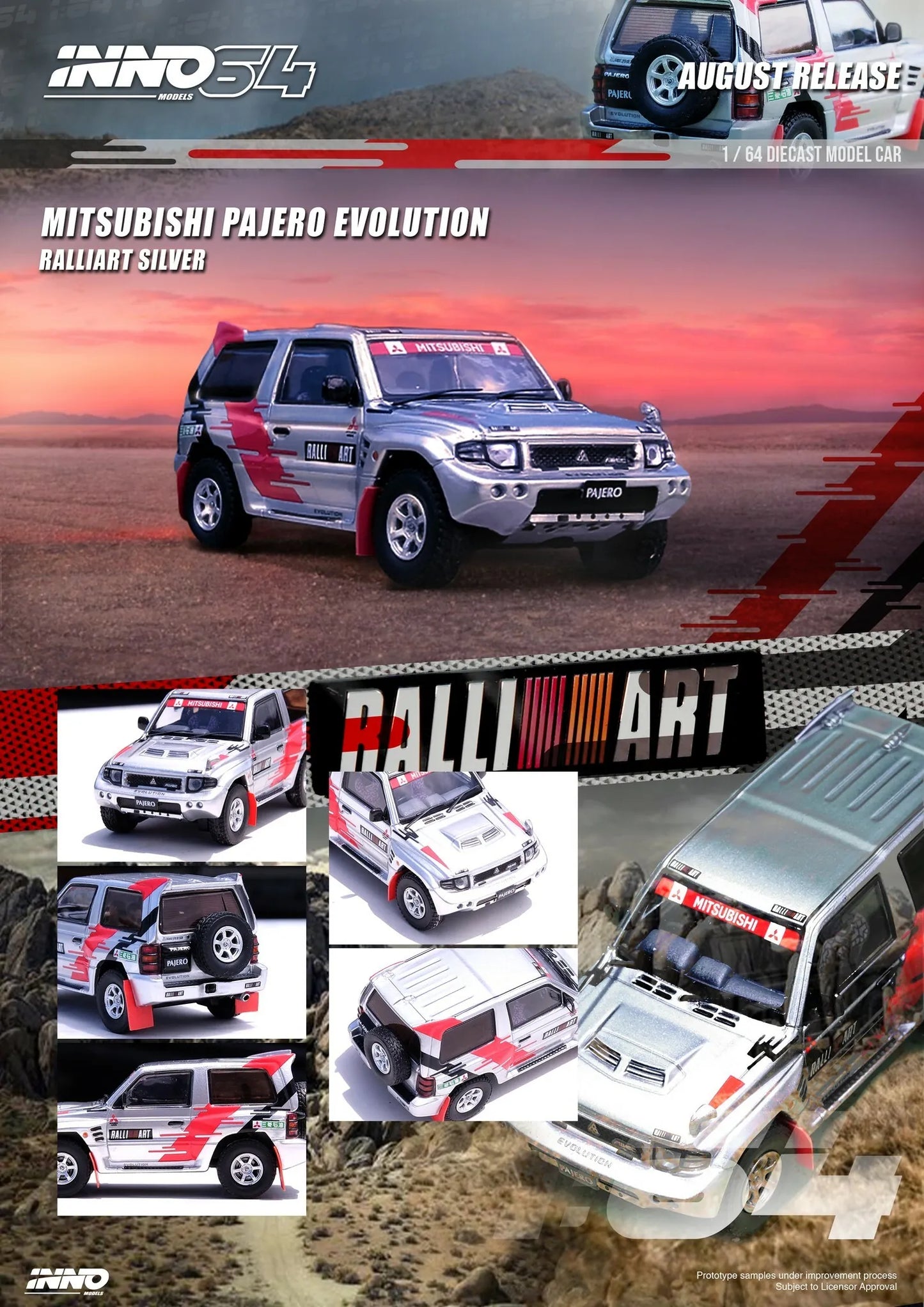 Inno64 Mitsubishi Pajero Evolution Rally Art Silver