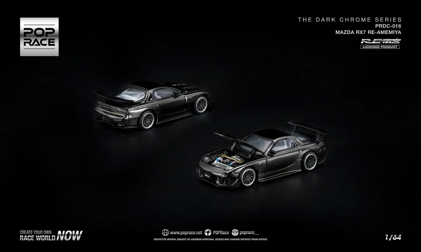 Pop Race PRDC-016 Mazda RX-7 Re-Amemiya Dark Chrome 1:64