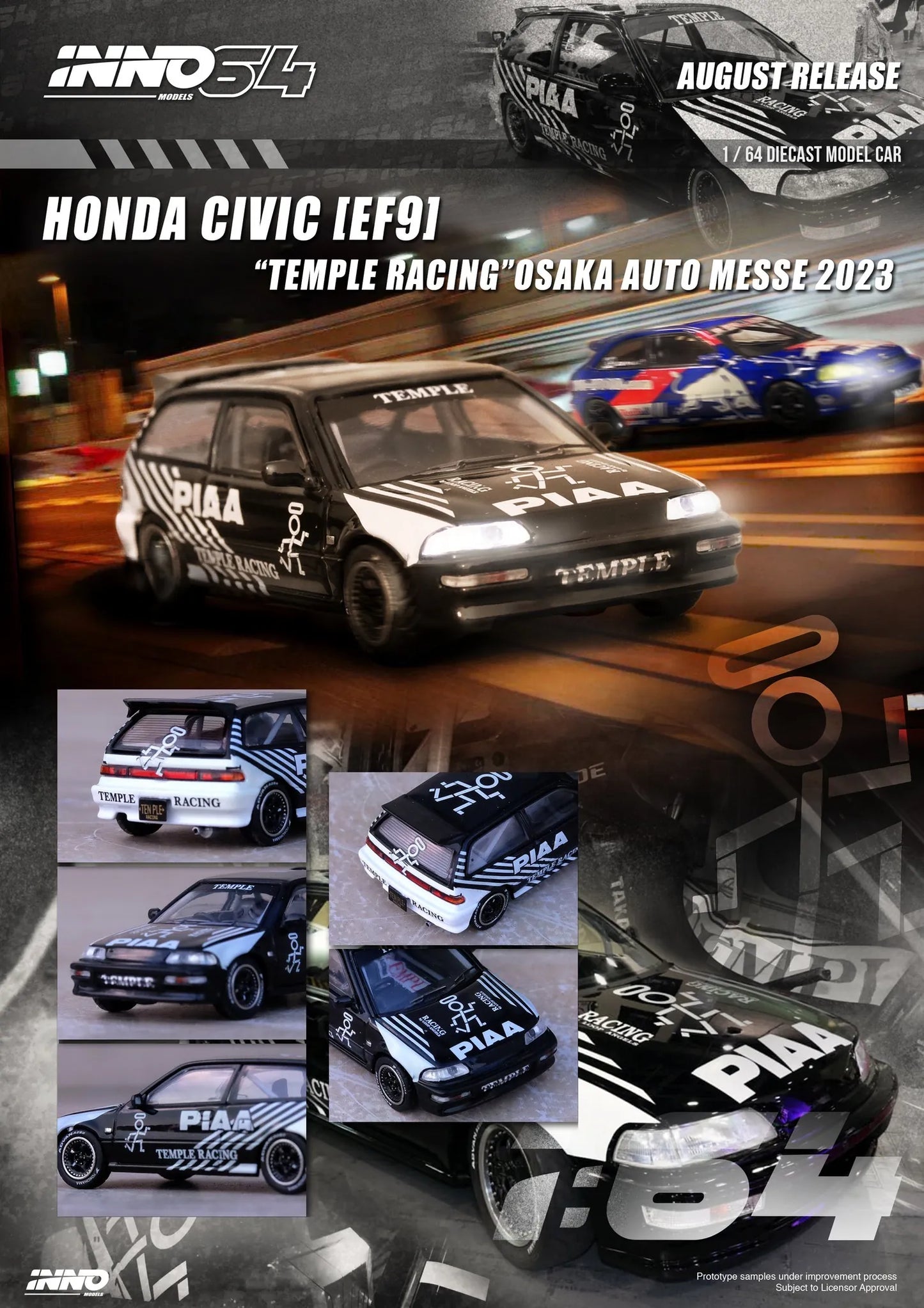 INNO64 1:64 Scale Honda Civic EF9 Temple racing Osaka Auto Messe 2023