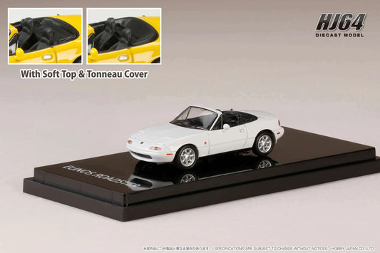 Hobby Japan 1:64 scale Mazda MX-5 Miata EUNOS ROADSTER (NA6CE) with Tonneau Cover CRYSTAL WHITE