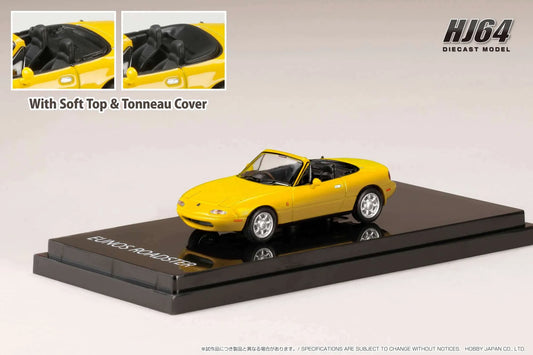 Hobby Japan 1:64 scale Mazda MX-5 Miata EUNOS ROADSTER (NA6CE) with Tonneau Cover SUNBURST YELLOW