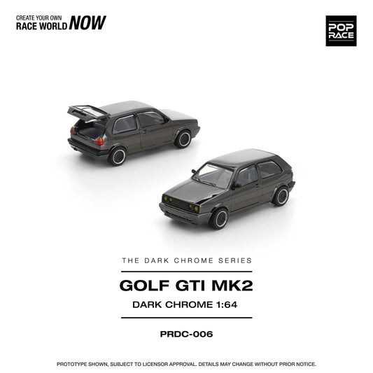 POP RACE 1:64 Scale Golf GTI MK2 Dark Chrome