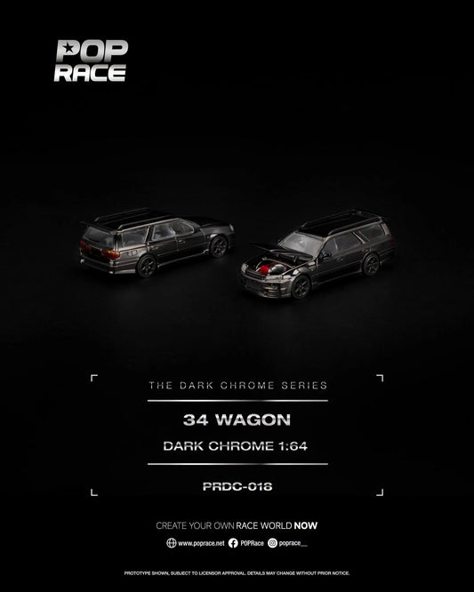 Pop Race PRDC-018 R34 Wagon Dark Chrome 1:64