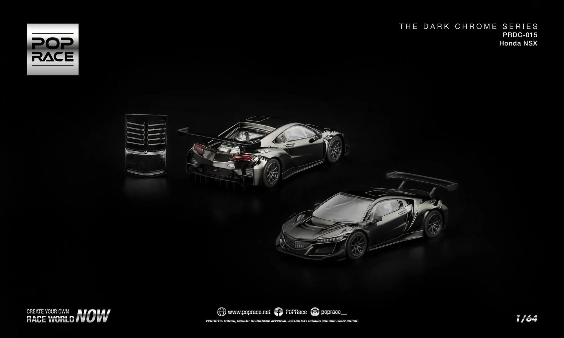 Pop Race PRDC-015 Honda NSX GT3 EVO22 Dark Chrome 1:64