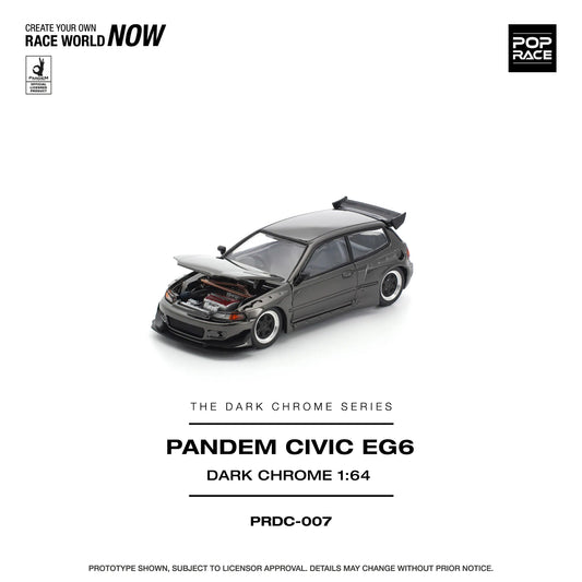 POP RACE 1:64 Scale Pandem Civic EG6 Dark Chrome