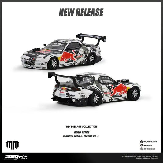 Inno64 IN64-RX7MM-02 Mazda RX-7 Mad Mike Madbul Gen.6 Red Bull