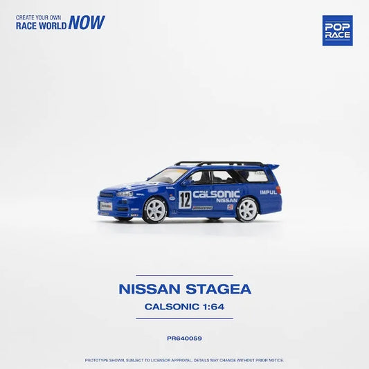 Pop Race 1:64 scale Nissan GT-R R34 STAGEA CALSONIC LIVERY