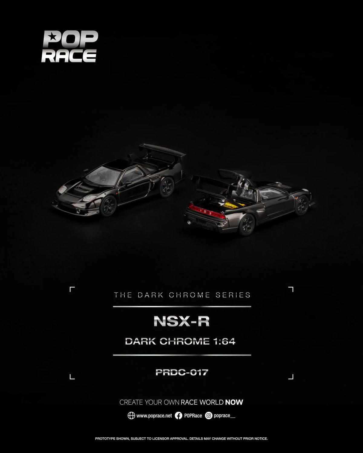 Pop Race PRDC-017 Honda NSX-R Dark Chrome 1:64