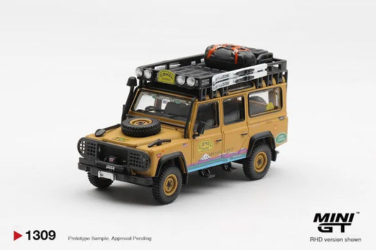 MINI GT #1309 Land Rover Defender 110 1998 Camel Trophy Tierra del Fuego CT.10 USA-Mini GT-1:64-Mobile Garage HK