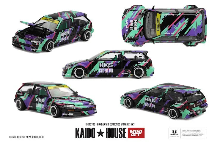 Kaido House x Mini GT #303 Honda Civic (EF) Kaido Works HKS