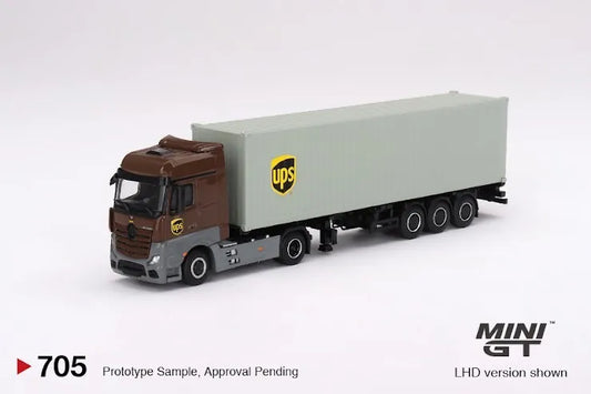 MINI GT 1/64 #705  Mercedes-Benz Actros w/ 40 Ft Container " UPS Europe"