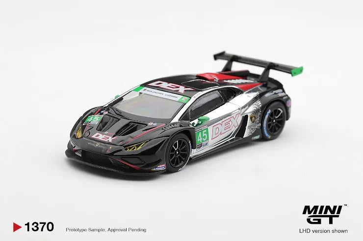 Mini GT #1370 Lamborghini Huracan GT3 EVO2 #45 DEX Wayne Taylor Racing 2025 IMSA Chevrolet Grand Prix Class Winner