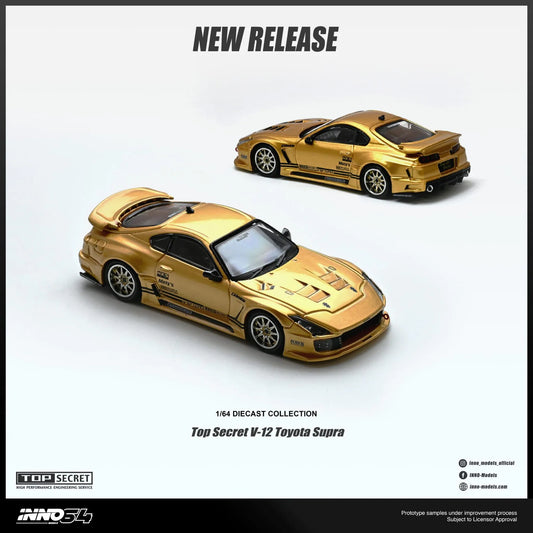 INNO64 IN64-A80TSV12-01 Top Secret V-12 Toyota Supra Gold Chrome-Inno64-1:64-Mobile Garage HK