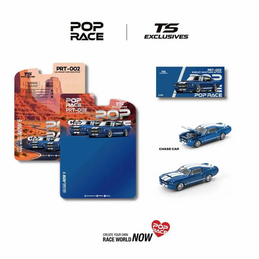 Pop Race x TS Exclusives PRT-002 1:64 Shelby Mustang GT500 Blue with White Stripes