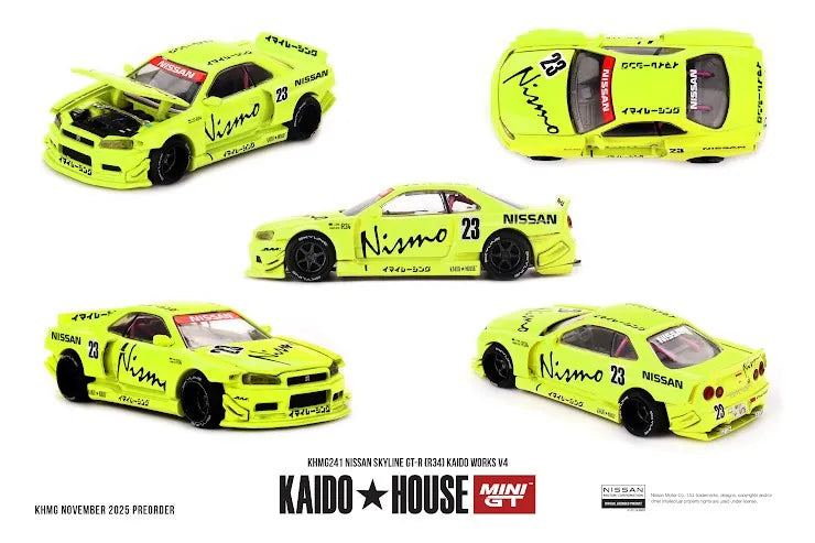 Mini GT x Kaido House #241 Nissan Skyline GT-R (R34) Kaido Works V4