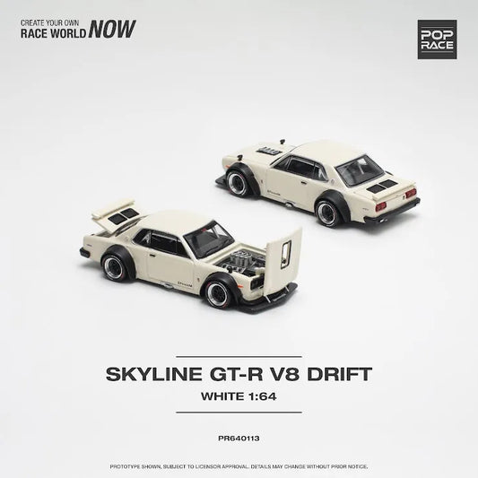 Pop Race 1/64 Skyline GT-R V8 Drift (Hakosuka) White
